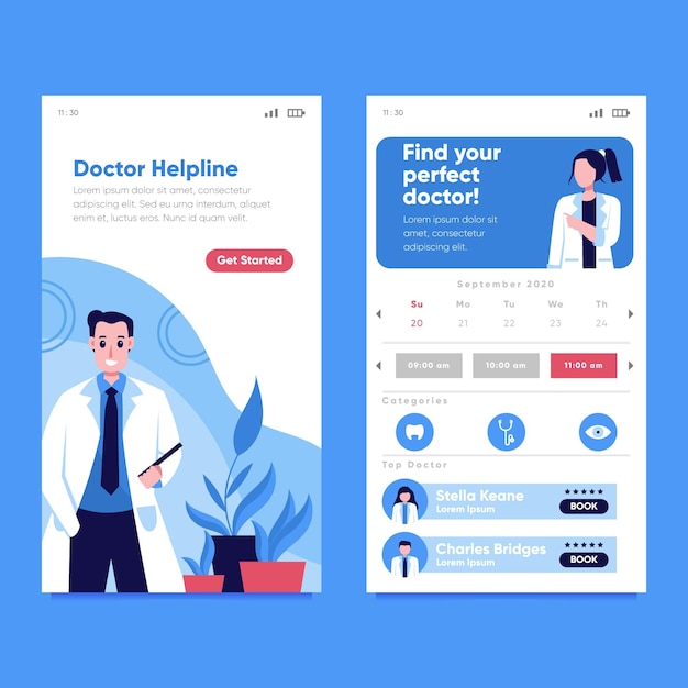 Free vector medical booking app