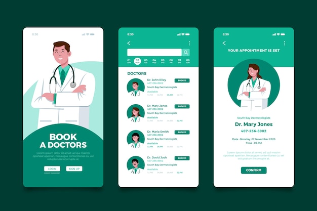 Free vector medical booking app