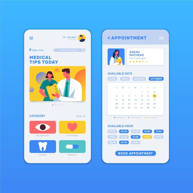 Free vector medical booking app