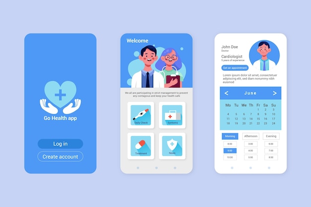 Free vector medical booking application with photo
