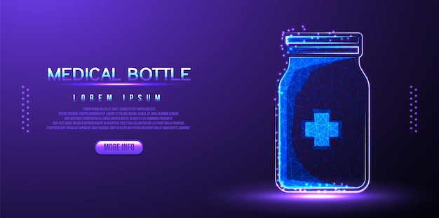 Free vector medical bottle low poly wireframe