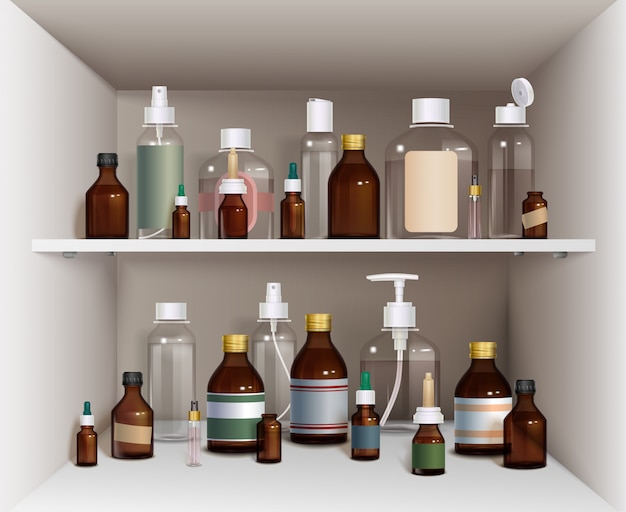 Free vector medical bottles elements collection. medical bottles