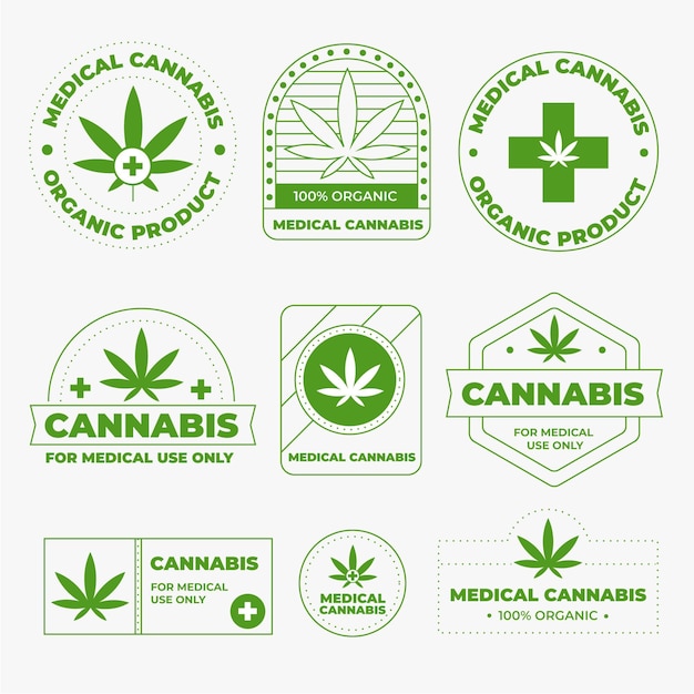 Free vector medical cannabis badges pack