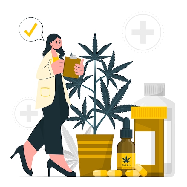 Vettore gratuito illustrazione del concetto di cannabis medica