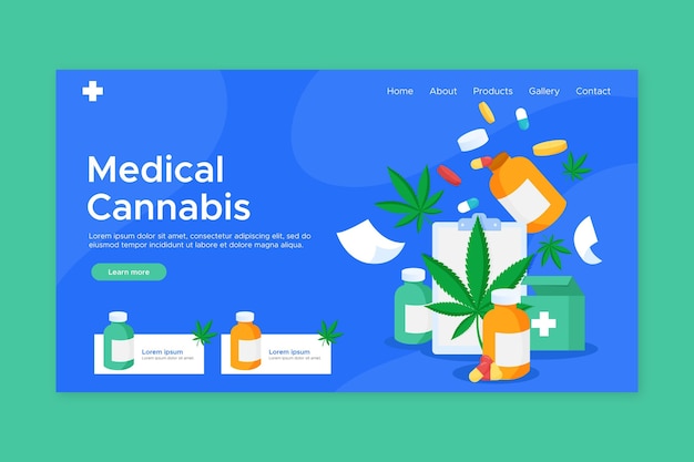 無料ベクター 医療大麻薬のランディングページ