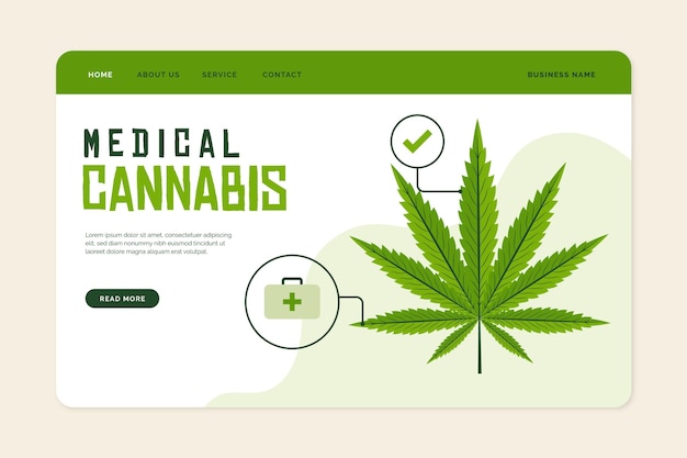 Vettore gratuito modello di pagina di destinazione della cannabis medica