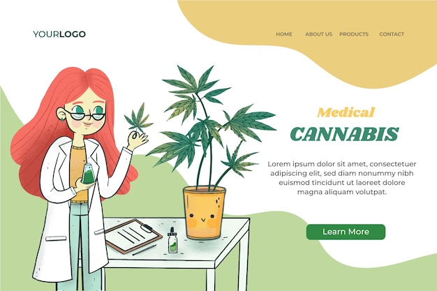 Modello di pagina di destinazione della cannabis medica