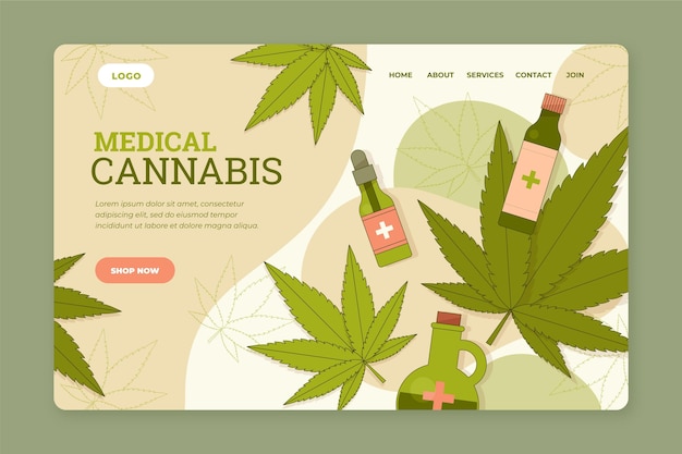 無料ベクター 医療大麻のwebテンプレート