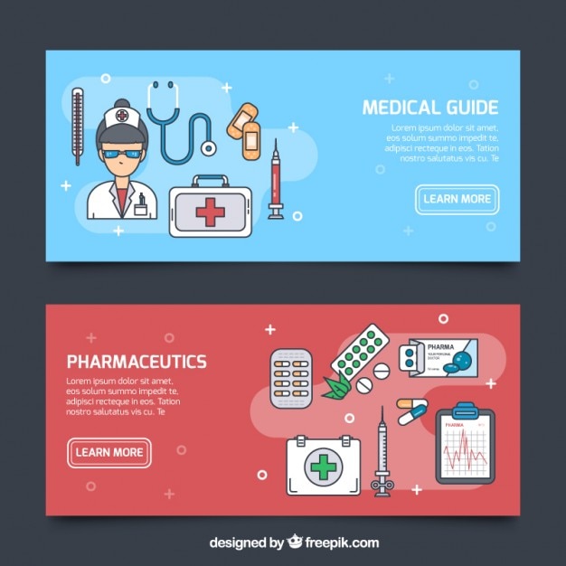 Free vector medical care banner pack