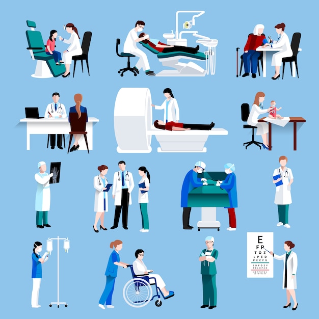 Free vector medical care people fllat icons set