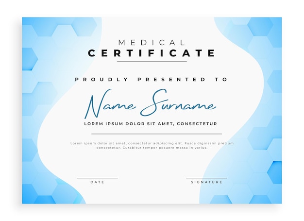 Free vector medical certificate or diploma template a gift of gratitude