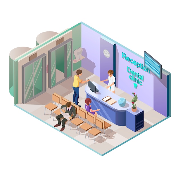 Free vector medical dental clinic in isometric style