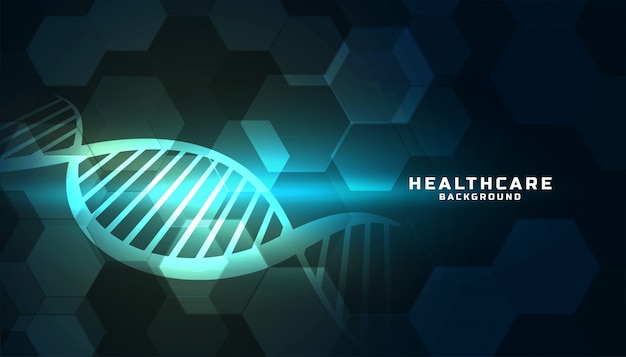 Free vector medical dna background with shiny hexagonal shapes