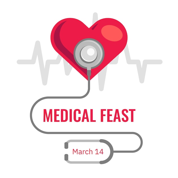 Free vector medical feast illustration with heart and stethoscope