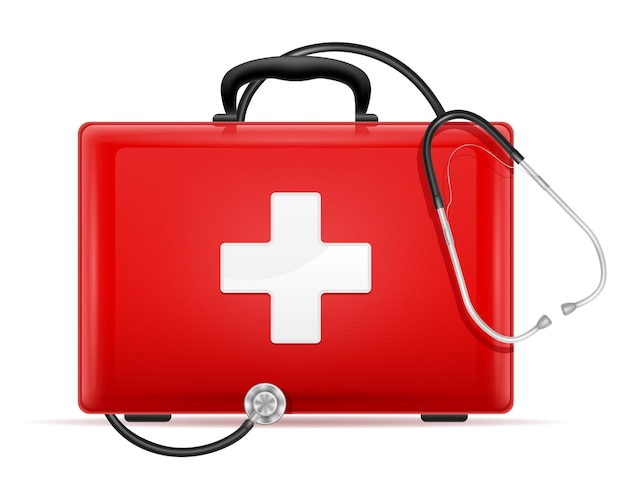 Medical first aid box case kit stock illustration isolated on white background