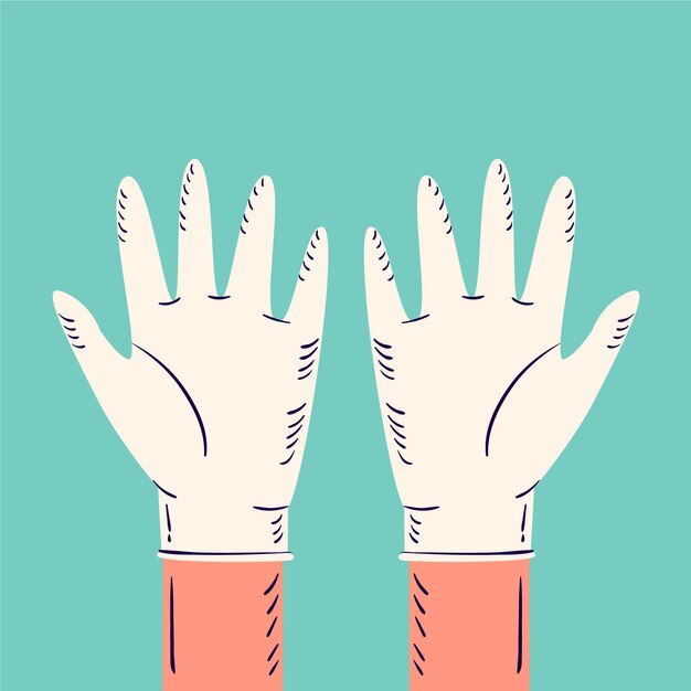 Free Vector medical gloves hand drawn design