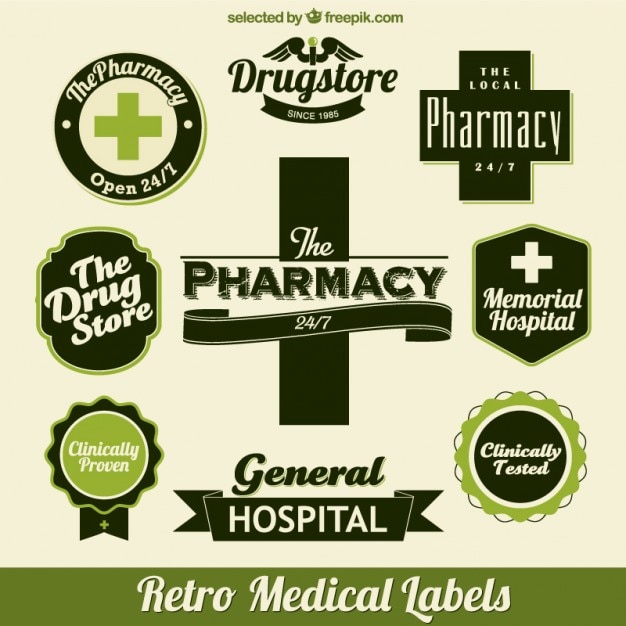 Free vector medical green labels