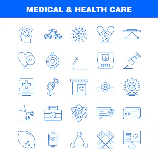 Medical And Health Care Line Icon set 