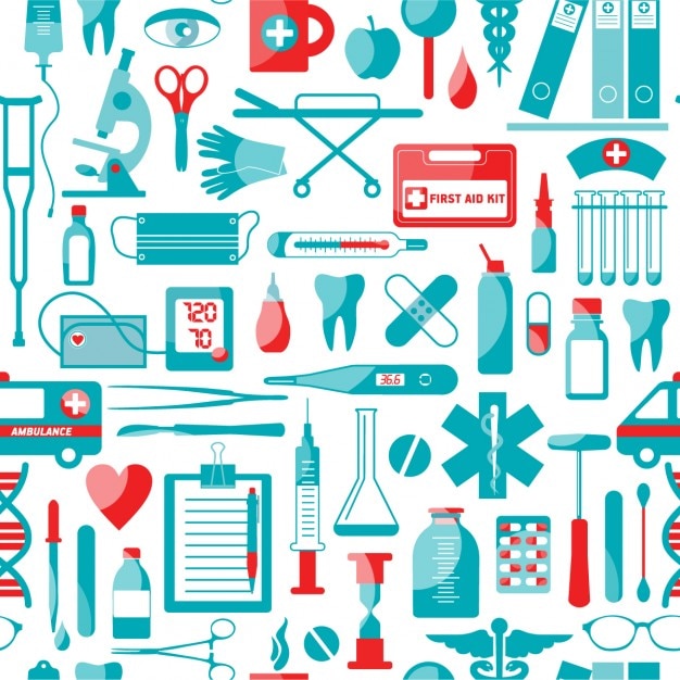 Free vector medical and health elements pattern