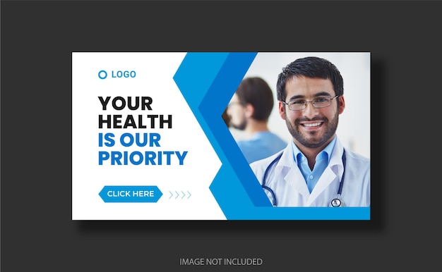 Medical healthcare web banner and you tube thumbnail design template