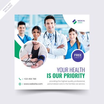Medical hospital and clinic social media post template