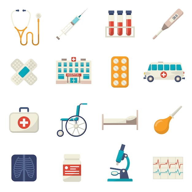 Free vector medical icons flat set