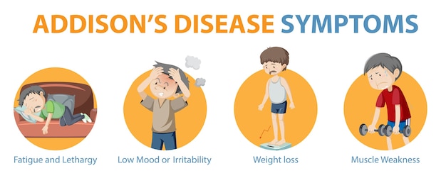アディソン病の症状の医療インフォグラフィック