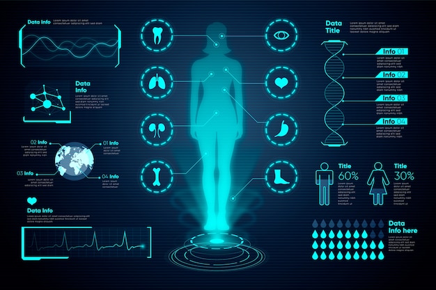 Vettore gratuito femmina infografica medica e grafici