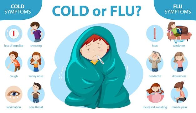 無料ベクター 風邪やインフルエンザの症状の医療インフォグラフィック