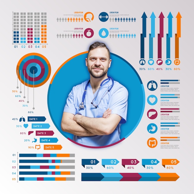 Free vector medical infographic with photo