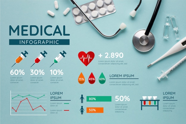 Бесплатное векторное изображение Медицинская инфографика с фотографией