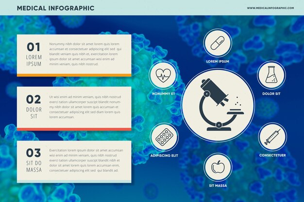 Бесплатное векторное изображение Медицинская инфографика с фотографией