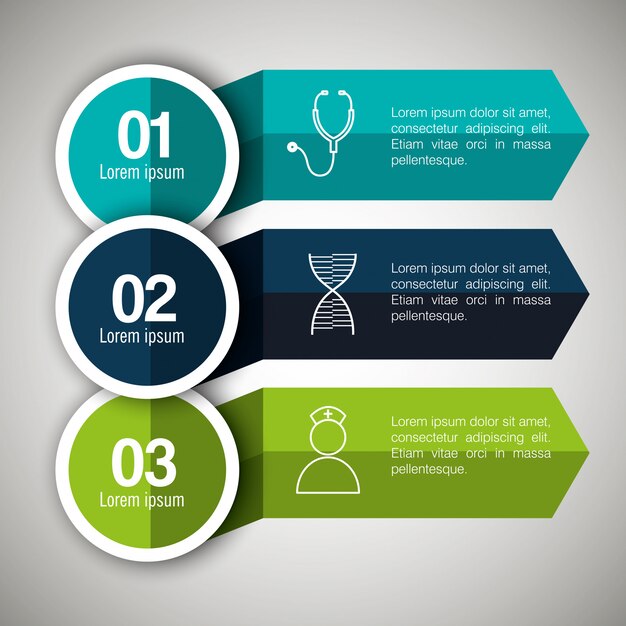 медицинская инфографика с тремя шагами
