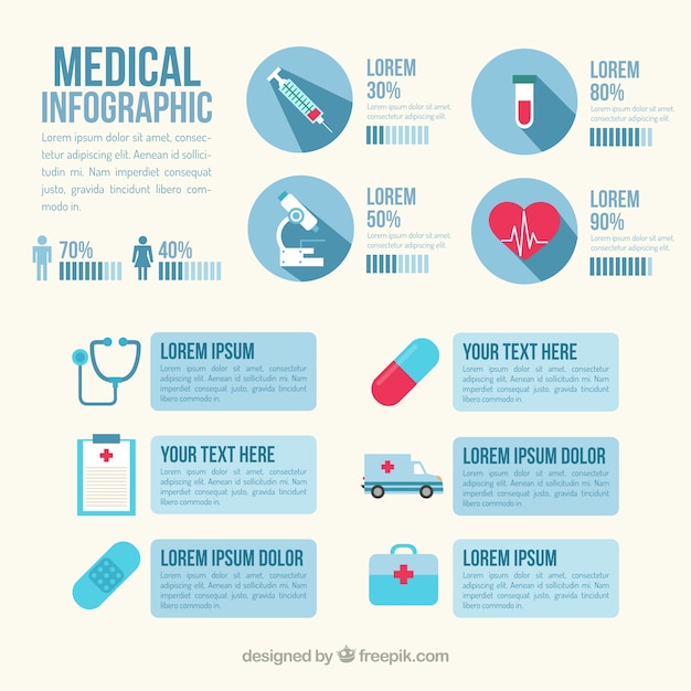 Free vector medical infography in blue color