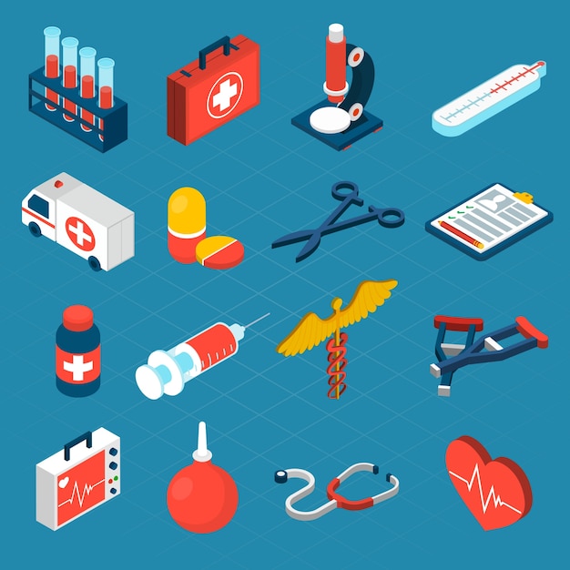 Free vector medical isometric icons