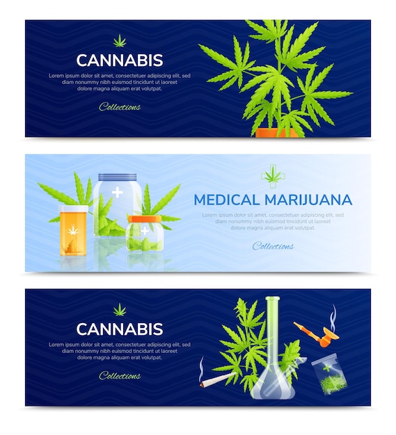 Free vector medical marijuana horizontal banners set