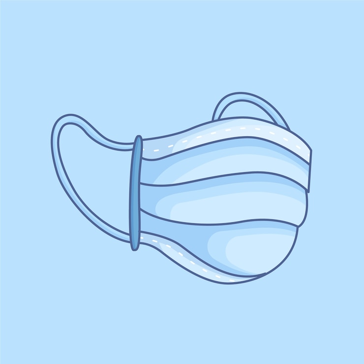 무료 Vector 고무 이어 스트랩이있는 의료용 마스크
