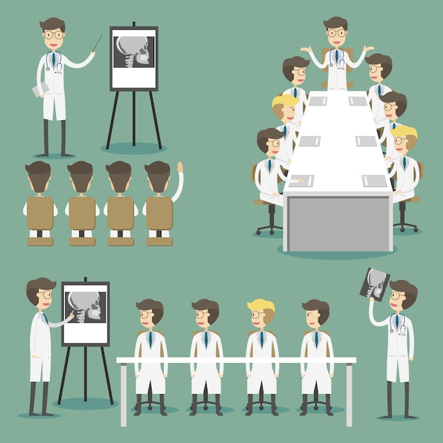 Free vector medical meeting character collection