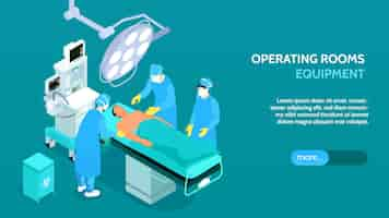 Free vector medical operating room equipment isometric banner