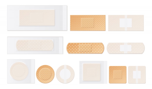 Medical plasters perforated realistic set