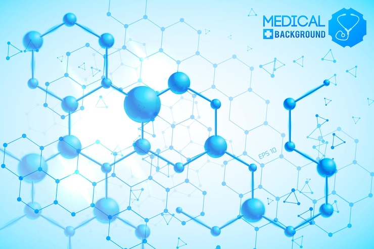 Free Vector medical poster with orange original chemical atomic and molecular structure