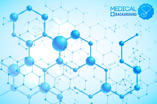 Медицинский плакат с оранжевой оригинальной химической атомной и молекулярной структурой