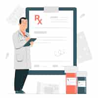 Vettore gratuito illustrazione del concetto di prescrizione medica