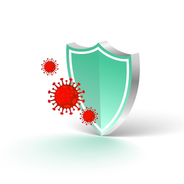 Medical protection shield stopping coronavirus to enter