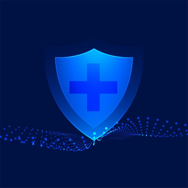 Бесплатное векторное изображение Щит медицинской защиты с крестом знак здравоохранения фон