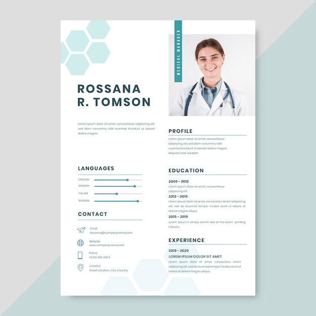 Free vector medical resumes template