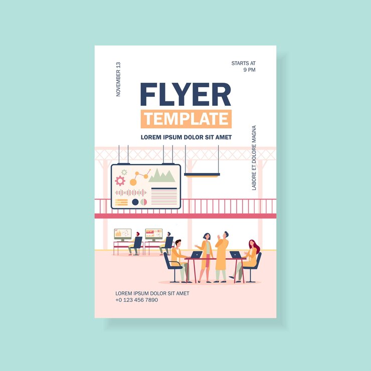Free Vector medical scientist working in science researching lab flyer template