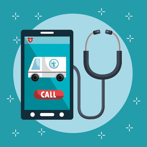 Free vector medical service on line with smartphone