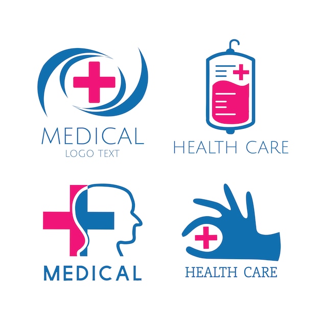 Бесплатное векторное изображение Набор векторных логотипов медицинских услуг