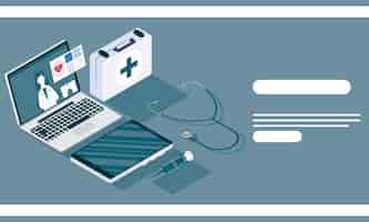 Vettore gratuito icone della tecnologia online di servizi medici